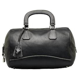 Prada-Leather Mini Boston Bag-Black