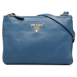 Prada-Leather Crossbody Bag-Blue
