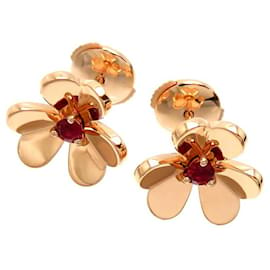 Van Cleef & Arpels-18k Gold Frivole Ruby Earrings-Pink,Golden