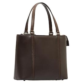 Burberry-Leather Square Handbag-Brown