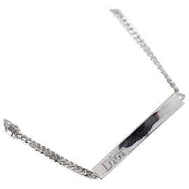 Dior-Logo Bar Chain Necklace-Silvery