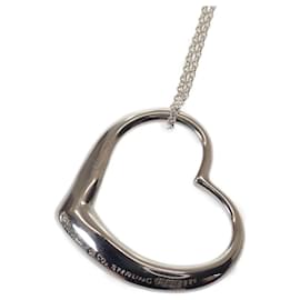 Tiffany & Co-Silver Open Heart Necklace-Silvery