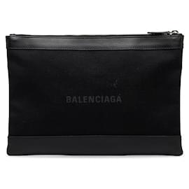Balenciaga-Navy Clip M Canvas Clutch Bag-Black