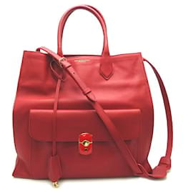 Balenciaga-Leather Padlock All Afternoon Tote-Red