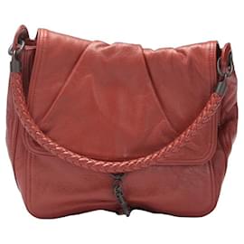Bottega Veneta-Handtasche aus Leder mit Klappe-Rot