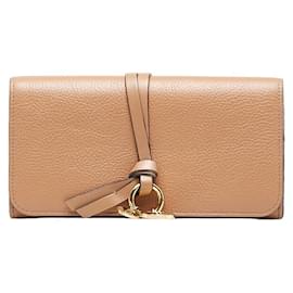 Chloé-Leather Alphabet Flap Wallet-Brown