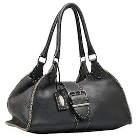 Fendi-Selleria Leather Belted Bag-Black