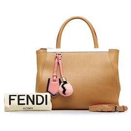 Fendi-leather 2Jours Handbag-Brown