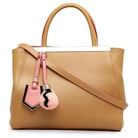 Fendi-leather 2Jours Handbag-Brown