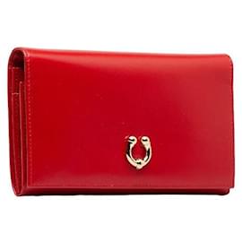 Gucci-Leather Flap Wallet-Red