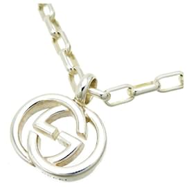 Gucci-Collar de eslabones de cadena de plata con G entrelazadas-Plata