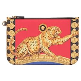 Versace-Pochette léopard baroque-Rouge
