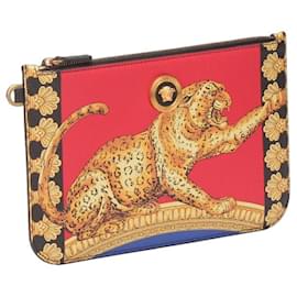 Versace-Pochette barocca leopardata-Rosso