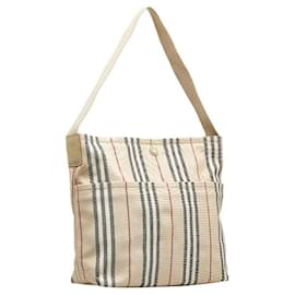 Burberry-House Stripe Canvas Tote Bag-Brown