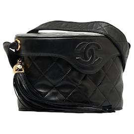Chanel-CC Tassel Quilted Leather Vanity Crossbody Bag-Black