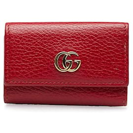 Gucci-Étui à clés en cuir GG Marmont-Rouge