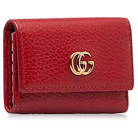 Gucci-Estojo chave de couro GG Marmont-Vermelho