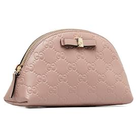 Gucci-Guccissima Leather Cosmetic Pouch-Pink