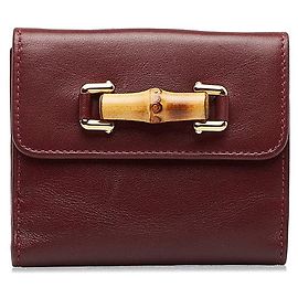 Gucci Cartera plegable de cuero de bambú Roja