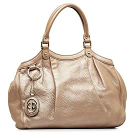 Gucci-Leather Sukey Tote Bag-Golden