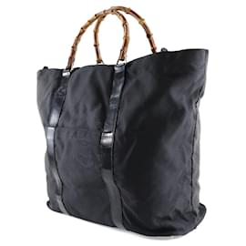 Gucci-Bolsa de nylon de bambu-Preto