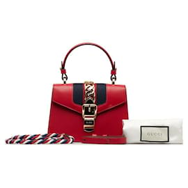 Gucci-Mini Sylvie Leather Shoulder Bag-Red