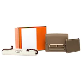 Hermès-HERMES Roulis Slim Accessory in Etoupe Leather - 101795-Taupe