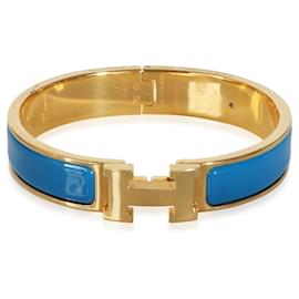 Hermès-Pulsera Hermès Clic H azul chapada en oro-Otro