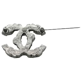 Chanel-Chanel 2012 Silver Tone Strass CC Brooch-Other