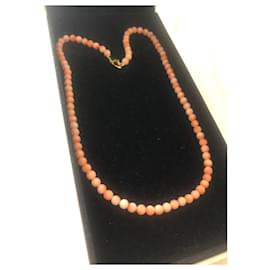Autre Marque-Collier gold and pink coral-Corallo