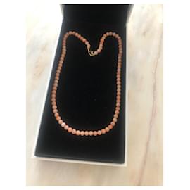 Autre Marque-Gold and pink coral necklace-Coral
