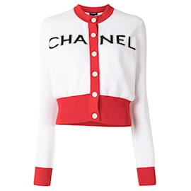 Chanel-Nuevo icónico cárdigan de pasarela con el logo de primavera 2019.-Blanco
