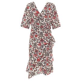 Isabel Marant Arodie Blumenmusterkleid Rot