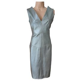 Chanel Lederkleid Silber 1999 Runway Silber