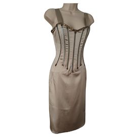 Robe en soie dorée à fermeture éclair Dolce & Gabbana Doré