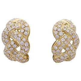 inconnue "Braid" yellow gold earrings, diamonds. Other