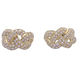 inconnue-Earrings, Yellow gold “braid”, diamants.-Other