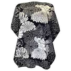 Autre Marque-Lamberto Losani Black / White Floral Patterned Cotton Knit Sweater-Black