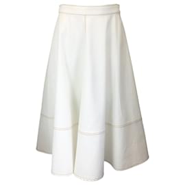 Autre Marque-Alexander McQueen Ivory Denim Midi Skirt-Cream