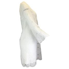 Autre Marque-Paule Ka White Long Sleeved Swirl Dress-White