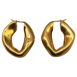 Autre Marque-Celine Gold Plated Brass Swirl Hoop Earrings-Golden