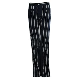Céline-Celine, Striped Depose pantalon-White,Blue
