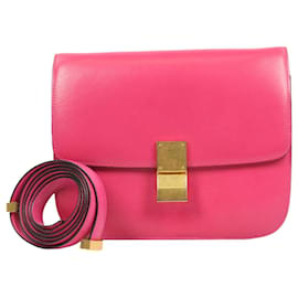 Céline-CELINE Classic Box Flap Bag aus glattem Kalbsleder in Hibiscus-Pink