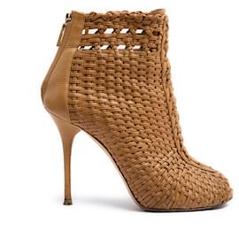 Gucci-Gucci Escarpins EU39 Marrakech Tan Leather Open Toe Heels US8.5-Caramel