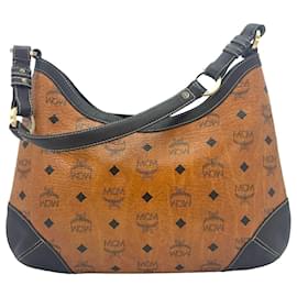MCM-MCM handbag purse bag Visetos shoulder bag small cognac logo print-Cognac