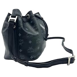 MCM-Bolsa de ombro MCM Bucket com cordão, bolsa de sacola, bolsa de cordão, bolsa pequena com logotipo.-Preto