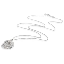 Tiffany & Co-TIFFANY & CO. Interlocking Circle Diamond Necklace 18K in White Gold 0.17 ctw-Silvery,Metallic