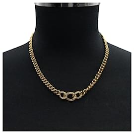 Christian Dior-Collar de cristal con eslabones de cadena de metal dorado vintage-Dorado