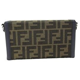 Fendi-Fendi Zucca Baguette Soft Trunk Phone Pouch Canvas Crossbody Bag 7AS139 in Excellent condition-Other