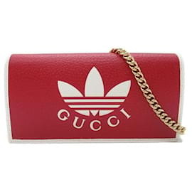 Gucci-Carteira Gucci Gucci x Adidas com bolsa crossbody de couro com corrente 621892 Em uma boa condição-Outro